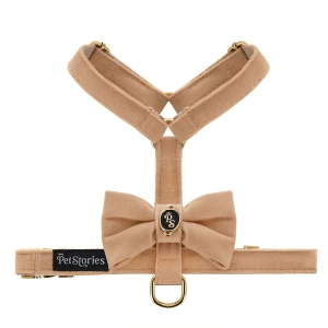 Petstories Luksusowe szelki guard dla psa i kota Velvet Bow Beige